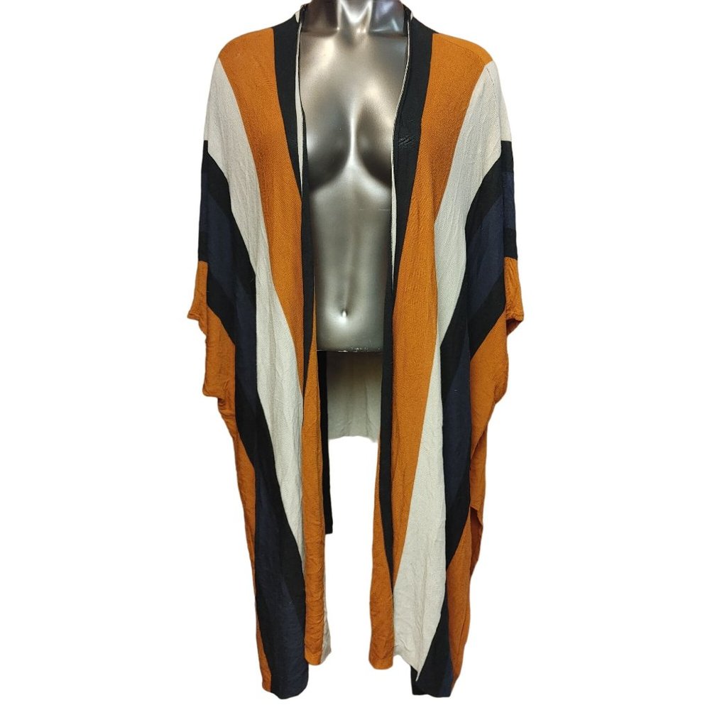 Monroe & Main Women's Missy Orange/White/Black Striped Shawl OS